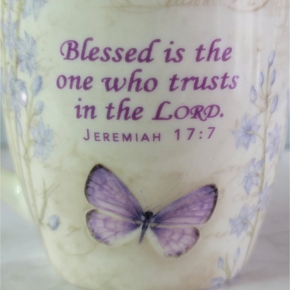 Christian Art Gifts Ceramic BLESSED Purple Butterfly Coffee Mug 12oz Jane Shasky - Picture 8 of 9